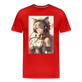 Anime Cat Girl Manga Otaku Waifu - T-shirt bio Premium Homme - rouge - Devant - Damien (186cm)
