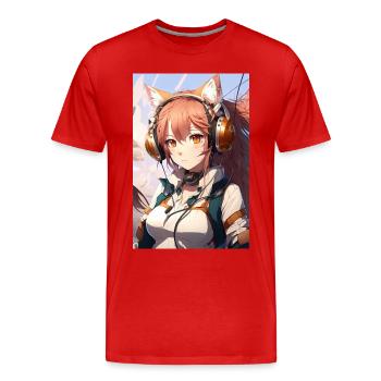 Anime Cat Girl Manga Otaku Waifu - T-shirt bio Premium Homme - rouge - Devant - Damien (186cm)