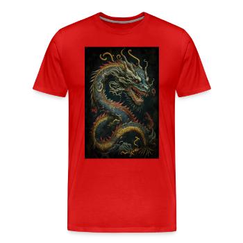 Dragon japonais Dragon chinois - T-shirt bio Premium Homme - rouge - Devant - Damien (186cm)