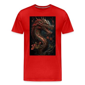 Dragon japonais Dragon chinois - T-shirt bio Premium Homme - rouge - Devant - Damien (186cm)