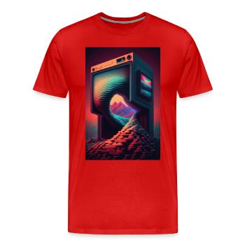 Retro Gaming Gamer Futuriste - T-shirt bio Premium Homme - rouge - Devant - Damien (186cm)