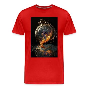 Schmelzende Taschenuhr Uhr Surrealistisch - Männer Premium Bio T-Shirt - Rot - Vorne - Damien (186cm)
