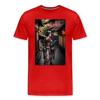 Geisha à Kyoto Kimono japonais Art japonais - T-shirt bio Premium Homme - rouge - Devant - Damien (186cm)