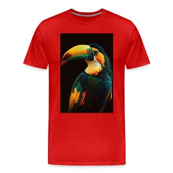 Toucan Bird Beaked Woodpecker Birds - Men's Premium Organic T-Shirt - red - Front - Damien (186cm)