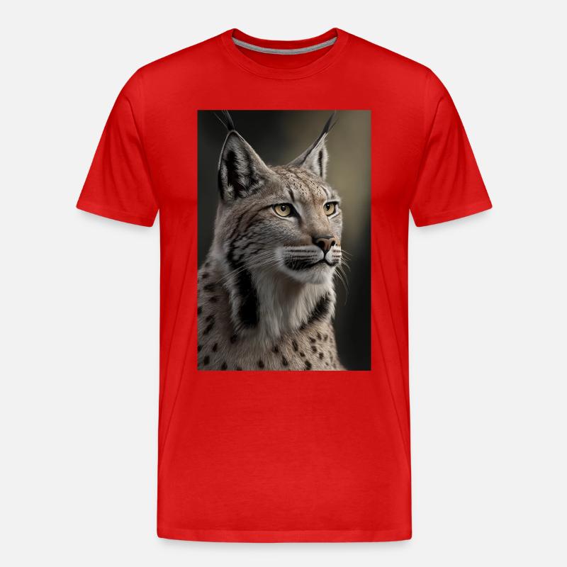 Luchs Wildkatze - Männer Premium Bio T-Shirt - Rot