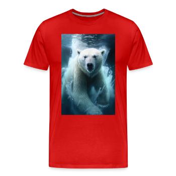 Polar bear - Men's Premium Organic T-Shirt - red - Front - Damien (186cm)
