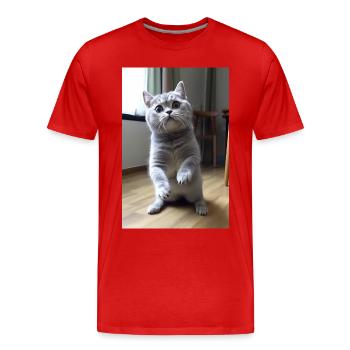 Drôle de chat mignon - T-shirt bio Premium Homme - rouge - Devant - Damien (186cm)