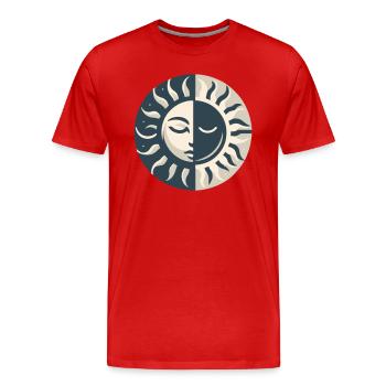 Soleil et Lune - Harmonie minimaliste 2 - T-shirt bio Premium Homme - rouge - Devant - Damien (186cm)