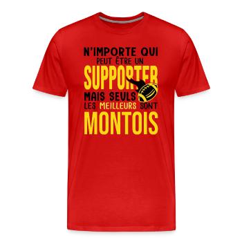 Cadeau rugby supporters Montois mont de marsan SM - T-shirt bio Premium Homme - rouge - Devant - Damien (186cm)