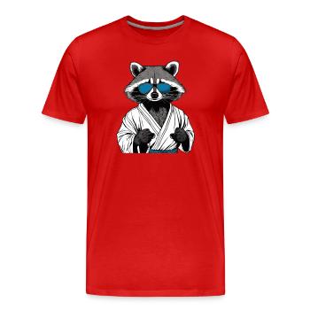 Raccoon Martial Arts Karate Judo MMA Gift Idea - Men's Premium Organic T-Shirt - red - Front - Damien (186cm)