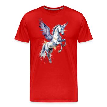 Mythisches Gebrüll - Geflügelter Pegasus Aquarell - Männer Premium Bio T-Shirt - Rot - Vorne - Damien (186cm)