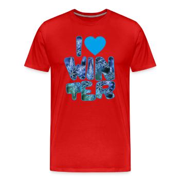 Winter mots with snowflakes for fans of winter - Men's Premium Organic T-Shirt - red - Front - Damien (186cm)