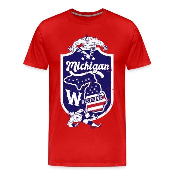Michigan Wrestling - T-shirt bio Premium Homme - rouge - Devant - Damien (186cm)