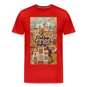 Arles Stadtbild Traumlandschaft - Männer Premium Bio T-Shirt - Rot - Vorne - Damien (186cm)