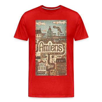 Amiens Cityscape Whimsy - Men's Premium Organic T-Shirt - red - Front - Damien (186cm)
