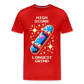 Meilleur score : Grind le plus long | Skateboard - T-shirt bio Premium Homme - rouge - Devant - Damien (186cm)