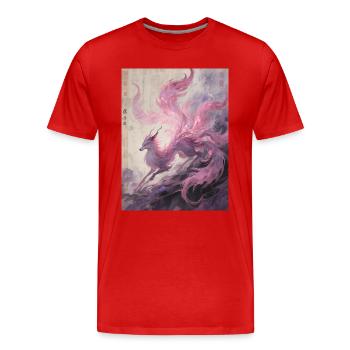 Le Royaume Céleste : Renard à Neuf Queues - T-shirt bio Premium Homme - rouge - Devant - Damien (186cm)