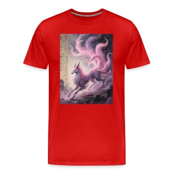Les Feux Follets : Renard à Neuf Queues – Songe - T-shirt bio Premium Homme - rouge - Devant - Damien (186cm)