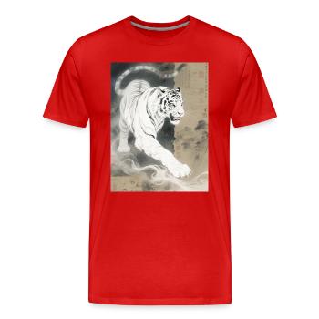Le Rugissement Blanc : Baihu – Gardien Impérial - T-shirt bio Premium Homme - rouge - Devant - Damien (186cm)