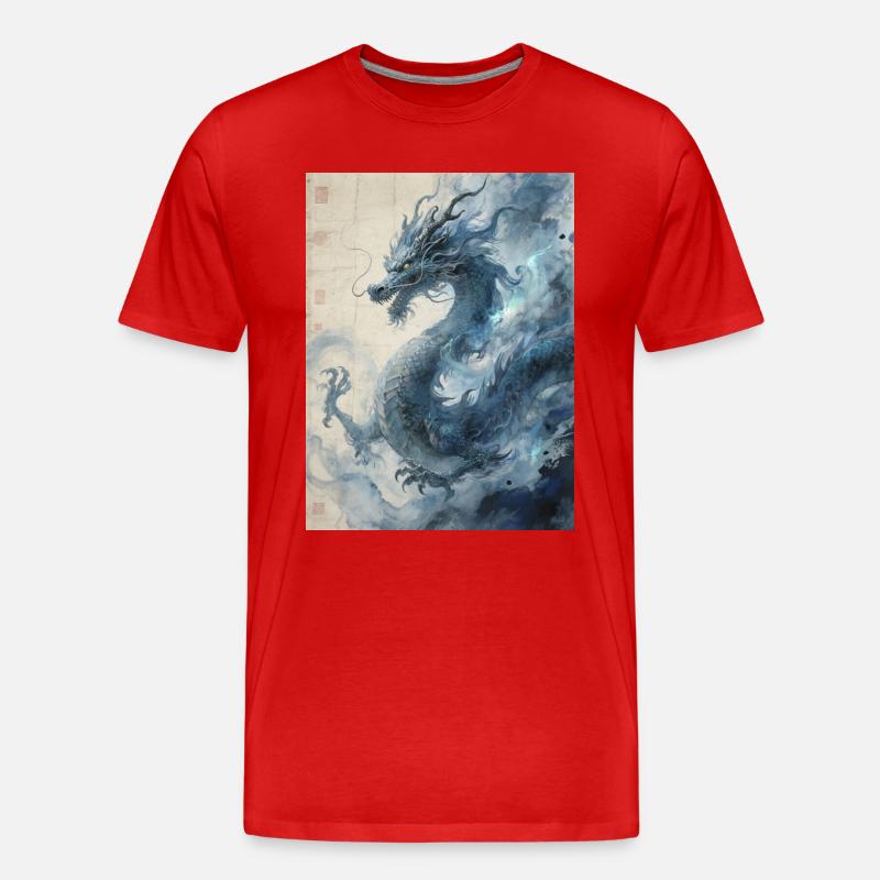 Die Sternennacht: Blauer Drache – Aether - Männer Premium Bio T-Shirt - Rot