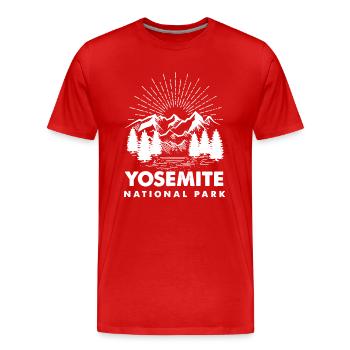 Chemise du parc national de Yosemite - T-shirt bio Premium Homme - rouge - Devant - Damien (186cm)