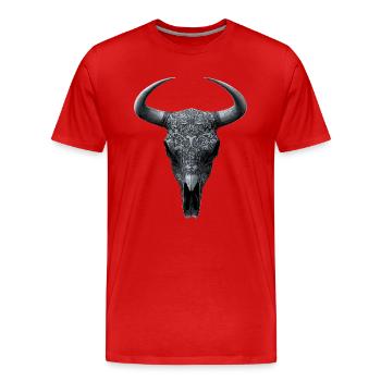 Bull Skull Biker Motorrad Metal Cowboy Western - Männer Premium Bio T-Shirt - Rot - Vorne - Damien (186cm)