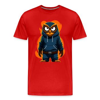Eule Mit Hoodie - Männer Premium Bio T-Shirt - Rot - Vorne - Damien (186cm)