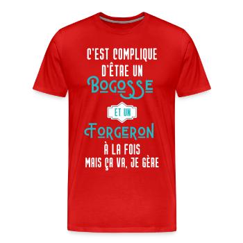 C'est compliqué d'être Bogosse et Forgeron - T-shirt bio Premium Homme - rouge - Devant - Damien (186cm)
