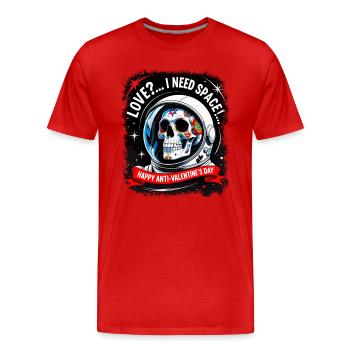 Love?.. Anti Valentines Day Astronaut Sugar Skull. - Men's Premium Organic T-Shirt - red - Front - Damien (186cm)