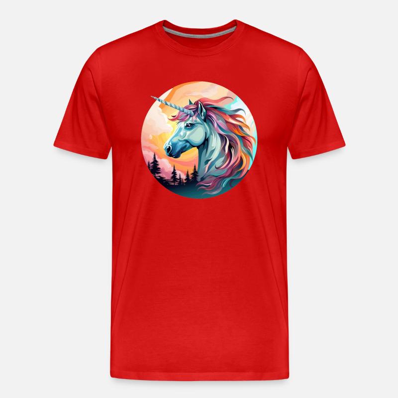Einhorn - Männer Premium Bio T-Shirt - Rot