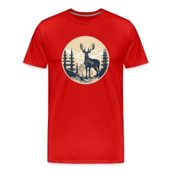 Cerf - T-shirt bio Premium Homme - rouge - Devant - Damien (186cm)