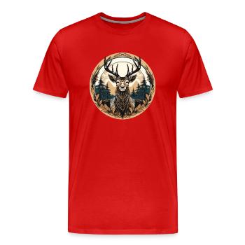 Cerf - T-shirt bio Premium Homme - rouge - Devant - Damien (186cm)