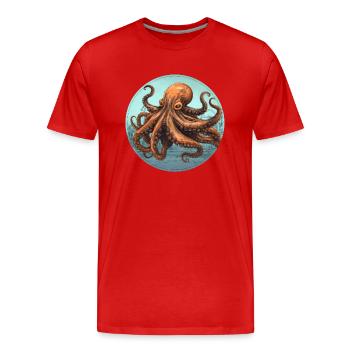 Poulpes - T-shirt bio Premium Homme - rouge - Devant - Damien (186cm)