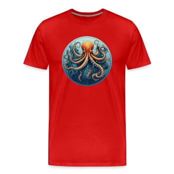 Poulpes - T-shirt bio Premium Homme - rouge - Devant - Damien (186cm)