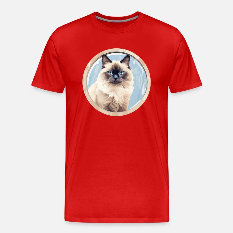 Birma Katze - Männer Premium Bio T-Shirt - Rot