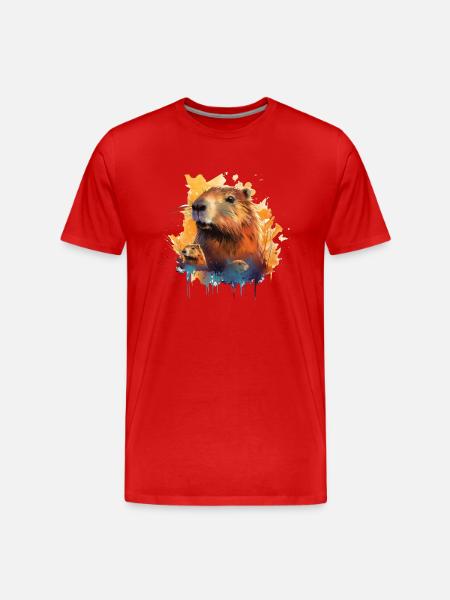 Capybara - Männer Premium Bio T-Shirt - Rot