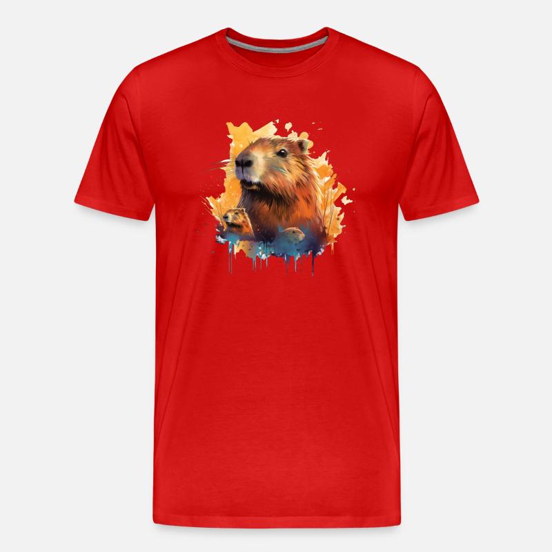 Capybara - Männer Premium Bio T-Shirt - Rot