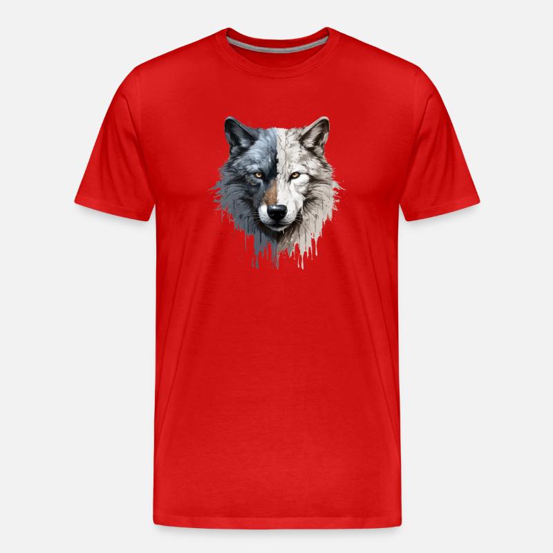 Wolf - Männer Premium Bio T-Shirt - Rot