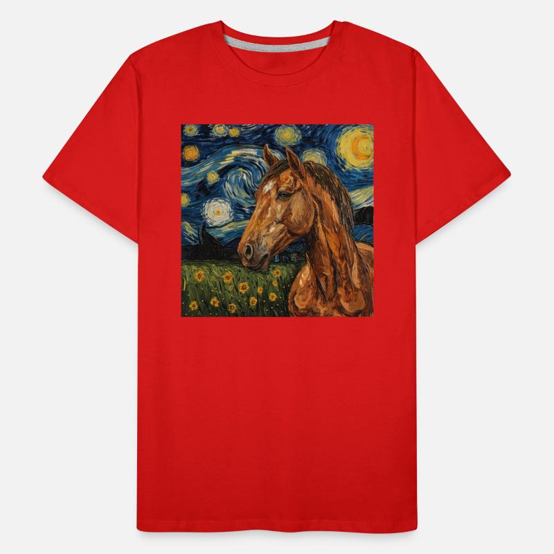 Pferd Van Gogh Männer Premium Bio T-Shirt
