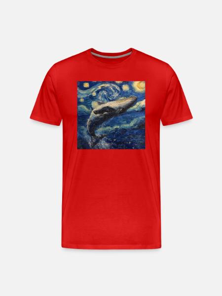 Whale Fish Van Gogh - Men's Premium Organic T-Shirt - red