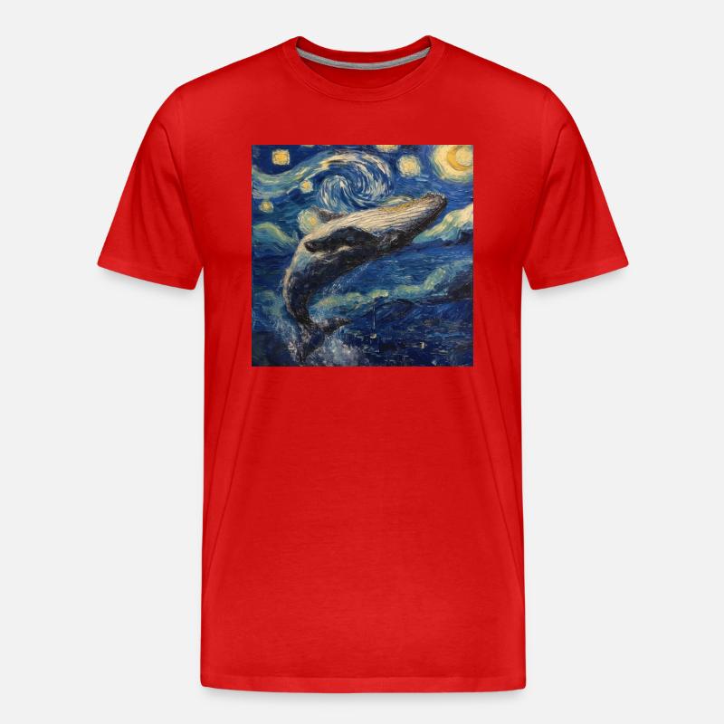 Wal Fisch Van Gogh - Männer Premium Bio T-Shirt - Rot