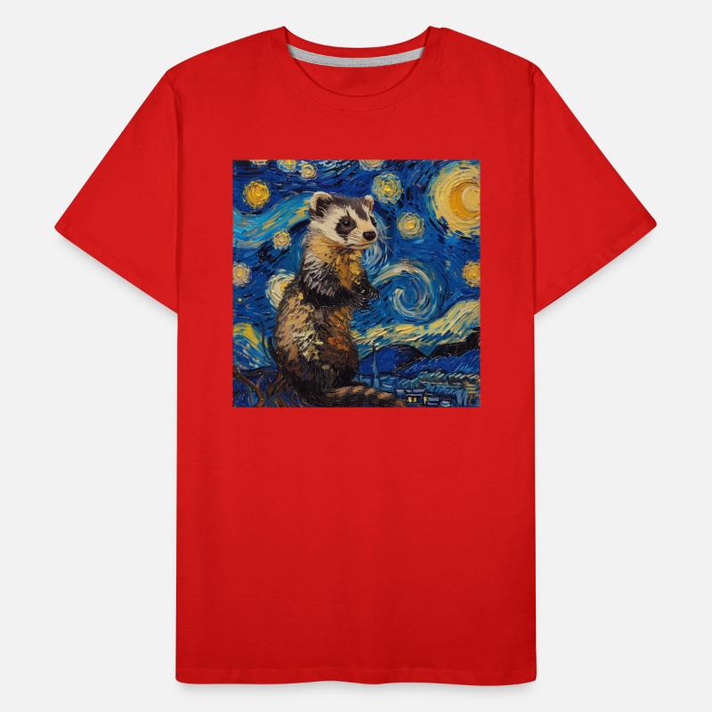 frettchen, Van Gogh, Geschenk Männer Premium Bio T-Shirt