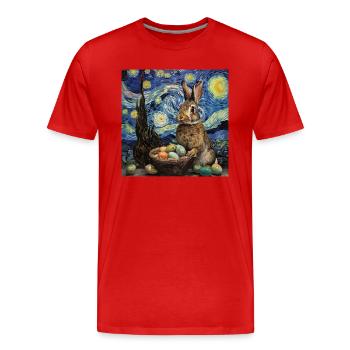 lapin de Pâques, Pâques, lapin, joyeuses Pâques, oeufs de Pâques - T-shirt bio Premium Homme - rouge - Devant - Damien (186cm)