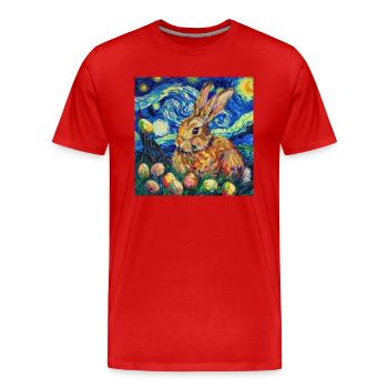 lapin de Pâques, Pâques, lapin, joyeuses Pâques, oeufs de Pâques - T-shirt bio Premium Homme - rouge - Devant - Damien (186cm)