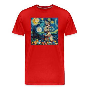 lapin de Pâques, Pâques, lapin, joyeuses Pâques, oeufs de Pâques - T-shirt bio Premium Homme - rouge - Devant - Damien (186cm)