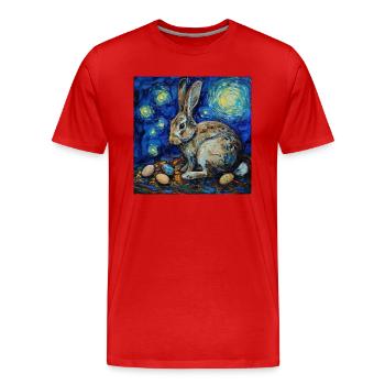 lapin de Pâques, Pâques, lapin, joyeuses Pâques, oeufs de Pâques - T-shirt bio Premium Homme - rouge - Devant - Damien (186cm)