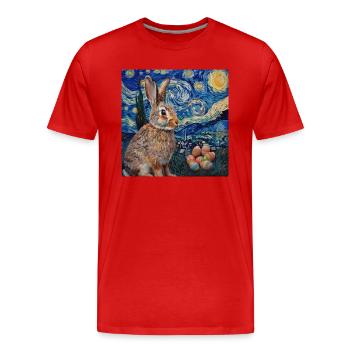 lapin de Pâques, Pâques, lapin, joyeuses Pâques, oeufs de Pâques - T-shirt bio Premium Homme - rouge - Devant - Damien (186cm)