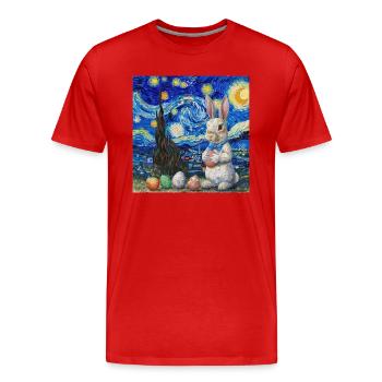 easter bunny, easter, bunny, happy easter, easter eggs - Men's Premium Organic T-Shirt - red - Front - Damien (186cm)