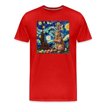easter bunny, easter, bunny, happy easter, easter eggs - Men's Premium Organic T-Shirt - red - Front - Damien (186cm)