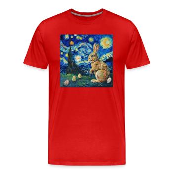 easter bunny, easter, bunny, happy easter, easter eggs - Men's Premium Organic T-Shirt - red - Front - Damien (186cm)